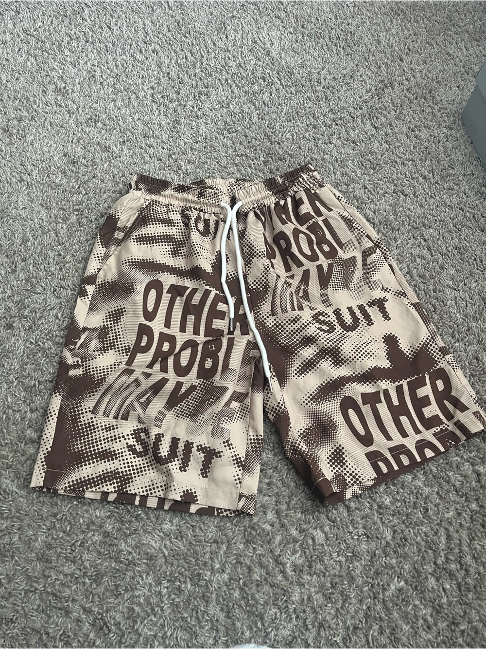 & Other Stories Beige and Brown Graphic Athletic Shorts